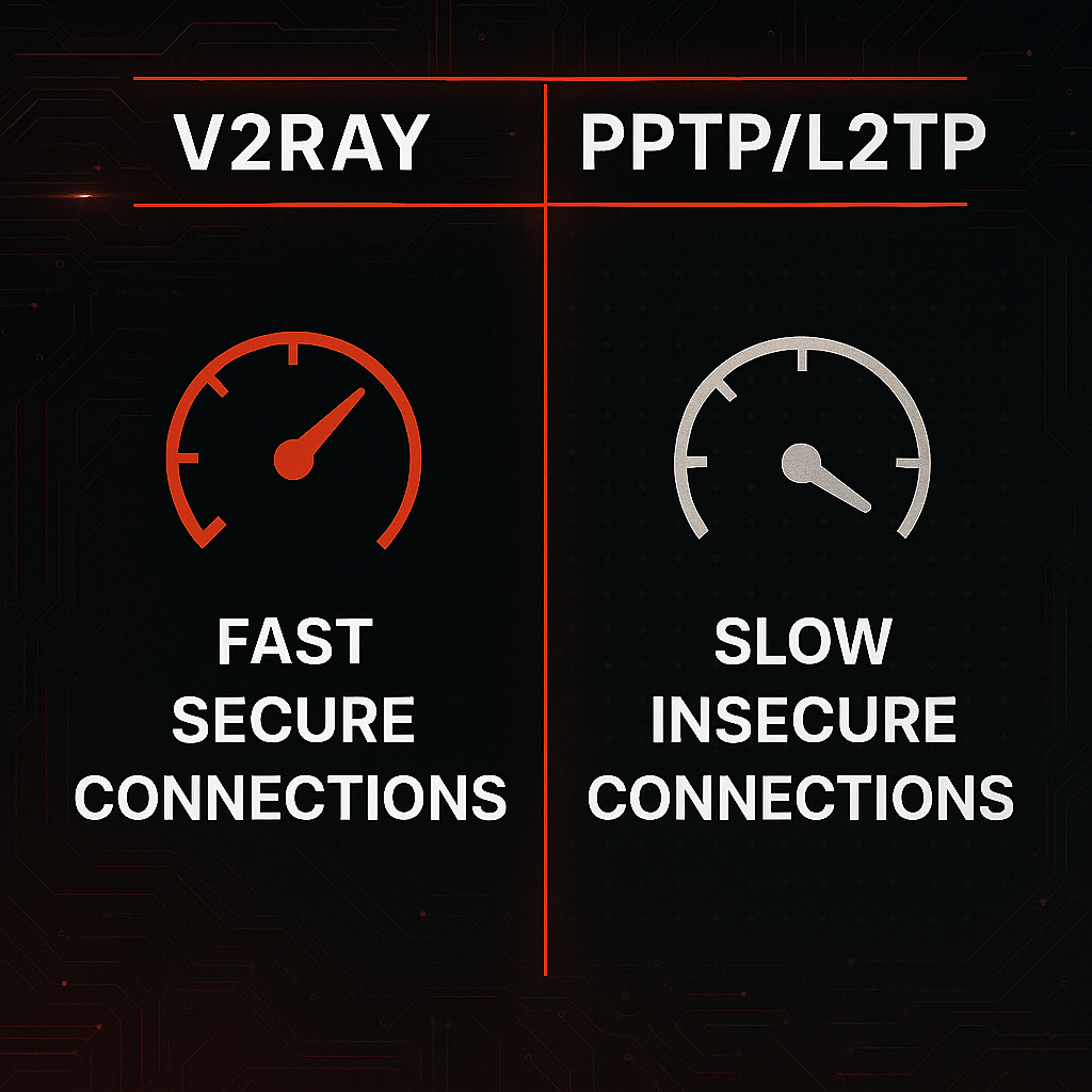مقایسه v2ray و l2tp و pptp